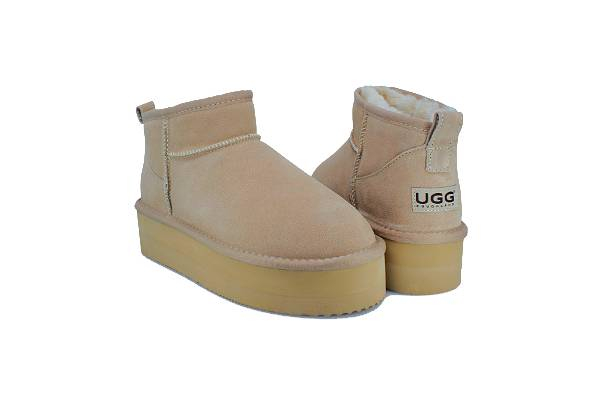 Ugg Roughland High Platform Water-Resistant Unisex Ultra-Mini Suede Sheepskin Boots - Available in Two Colours & Six Sizes