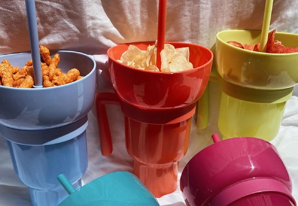 Reusable Dual Drink & Snack Cup - Nine Colours Available