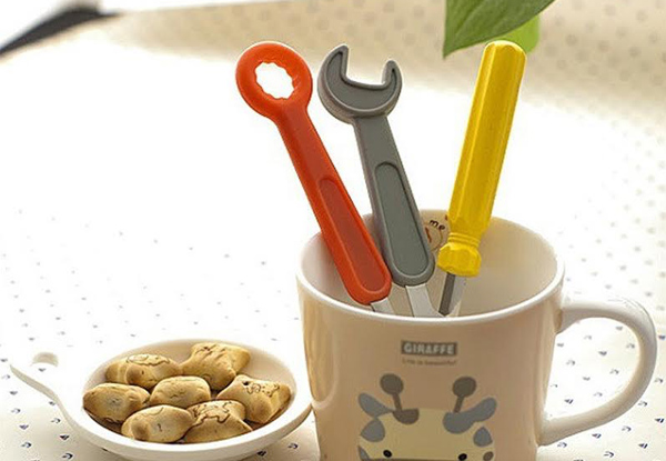 Kids Tool Shaped Stainless Steel & Silicone Cutlery Set