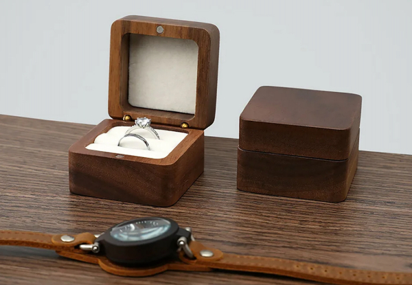 Wooden Ring Storage Box - Available in Two Colours & Option for Two-Ring Slots