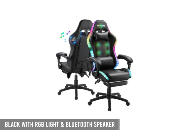 Neader High Back Gaming Office Massage Chair with RGB LED Light - Option with Bluetooth Speaker