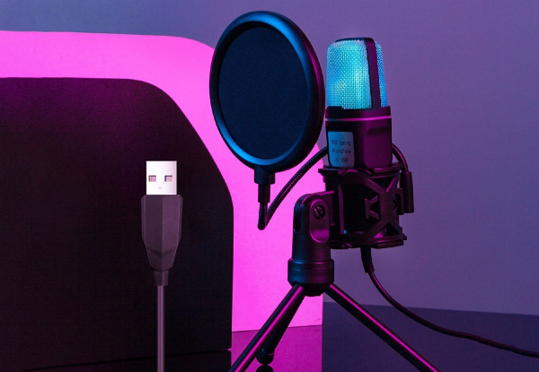 USB RGB Condenser Microphone with Tripod