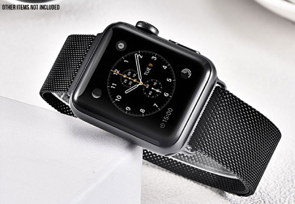 Stainless Steel Watch Band Compatible with Apple Watch - Two Sizes & Two Colours Available