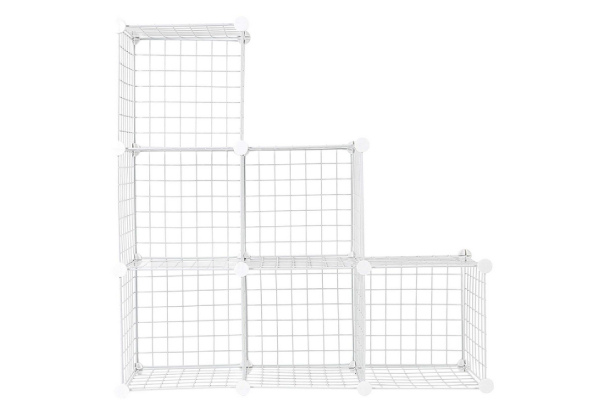 Six-Cube DIY Wire Storage Shelves - Two Colours Available