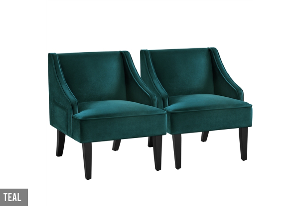 Two-Piece Accent Velvet Armchairs - Three Colours Available