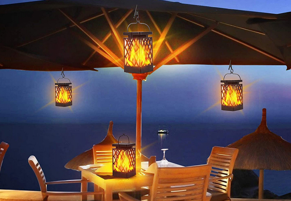 Solar Outdoor Flame Lantern - Option for Two