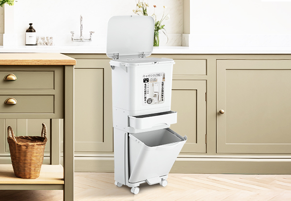 Three-Tier Rubbish Bin with Wheels - Available in Two Sizes