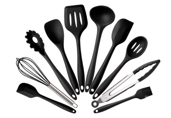 10-Piece Stainless Steel and Silicone Kitchen Utensil Set