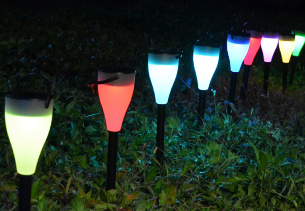 Six-Pack of Colour Changing Outdoor Solar Lamps