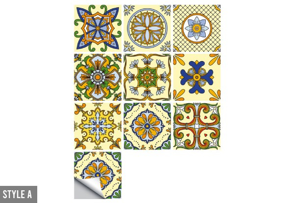 10-Pack of Mandala Style Ceramic Wall Stickers - Four Sizes & Eight Styles Available