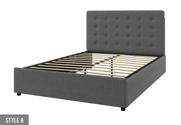 Wooden Bed Frame with Hydraulic Storage System - Available in Two Styles & Two Sizes