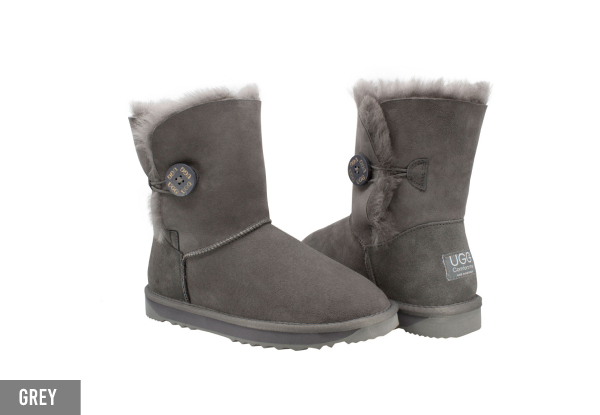 Ugg Australian-Made Water-Resistant Button Short Boots - Available in Five Colours & Seven Sizes