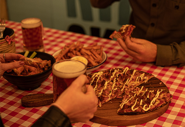One Pizza, One Portion of Chicken Wings & Two Beers for Two People - Option for Four People Available