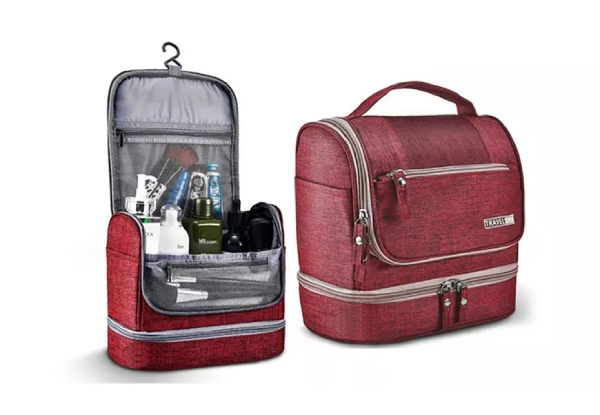 Water-Resistant Travel Toiletry Bags - Four Colours Available & Option for Two-Pack