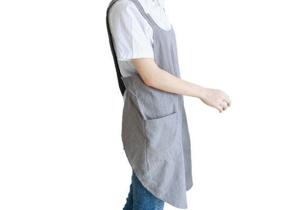 Bandage-Free Cross Back Apron with Pockets - Available in Two Colours