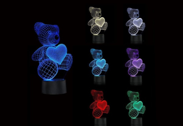 3D Seven-Colour Changing Acrylic Teddy Bear Night Lamp