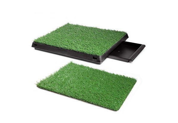 Large Indoor Pet Toilet Tray with Two Grass Mats