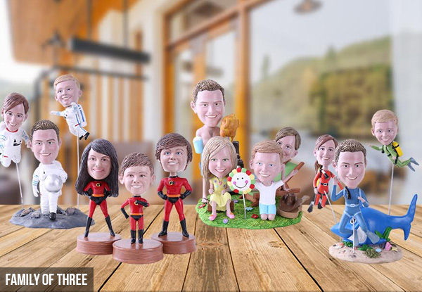 Custom Made Personalised Bobblehead - Options for Single, Couple or Family Sets