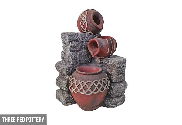 Garden Pottery Solar Pump Water Feature - Three Styles Available