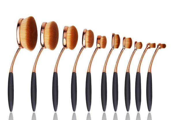 Ten Piece Soft Oval Makeup Brush Set