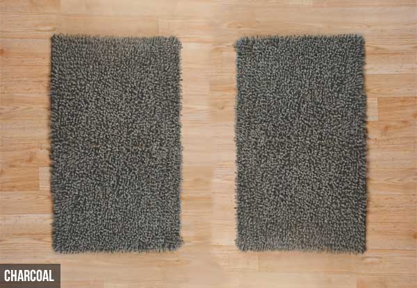 Two-Pack Elements 100% Cotton Shaggy Bathmats - Nine Colours Available