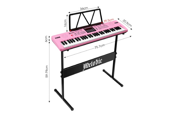 Portable 61-Key Electronic Keyboard with Mic & Stand - Two Colours Available