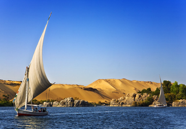 Per-Person Twin-Share for an Eight-Night Egypt Nile Adventure Tour incl. a Night Sailing The Nile, Accommodation, Taxes & Fees, English Speaking Egyptologist Tour Guide, 15 Experiences & Domestic Flight