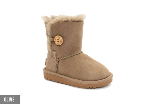 Ugg Kids Water-Resistant Button Boots - Available in Four Colours & Six Sizes