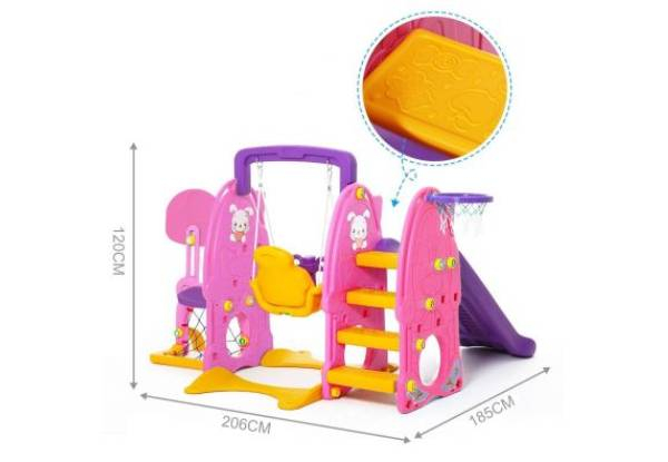 Seven-in-One Playset with Swing & Slide Basketball Toys