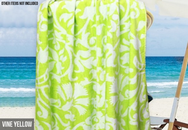 Jacquard Velour Cotton Terry Toweling Beach Towel - 10 Colours Available