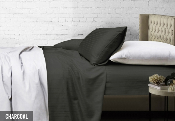 Bedding N Bath 1000TC Cotton Rich Stripe Sheet Set - Available in Six Colours & Two Sizes