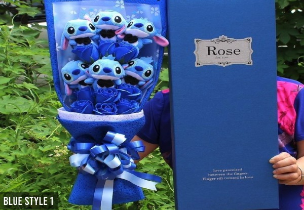 Plush Toy Pink or Blue Bouquet Gift - Two Colours & Two Styles Available