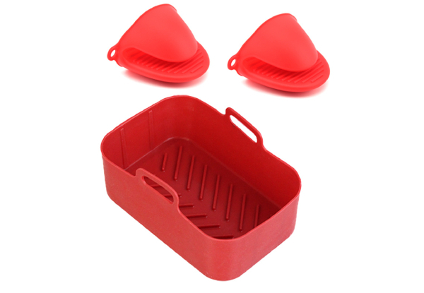 Silicone Pot Compatible with Dual Air Fryer with Hand Clips - Three Colours Available
