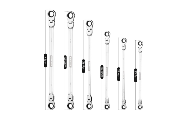 Six-Piece Flexible Double Ring Ratchet Spanner Set 72 Tooth Wrench Tool