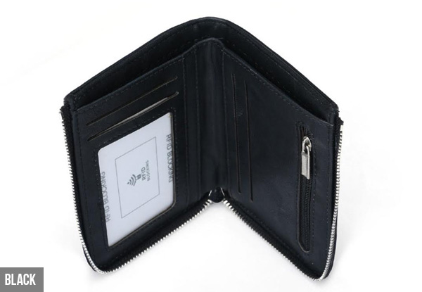 Zippered Leather-Look Wallet - Two Colours Available with Free Delivery