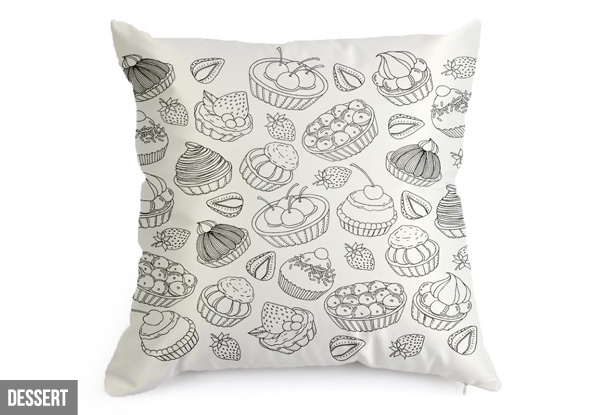 Colour-In Cushion Cover - Nine Designs Available with Option to incl. 12 Markers