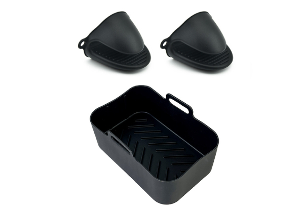 Silicone Pot Compatible with Dual Air Fryer with Hand Clips - Three Colours Available