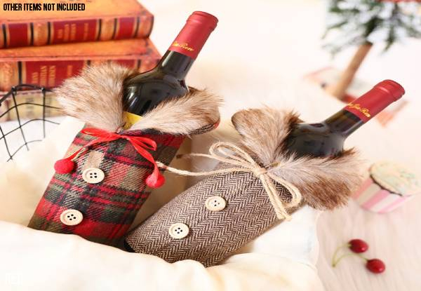 Christmas Wine Bottle Gift Bag - Two Colours & Option for Two
