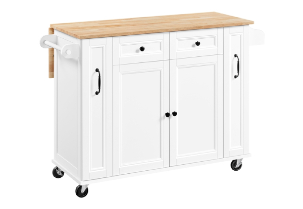 Island Kitchen Cart with Wood Top