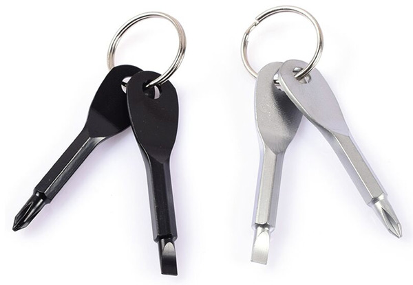Stainless Steel Keychain Screwdrivers - Two Colours available