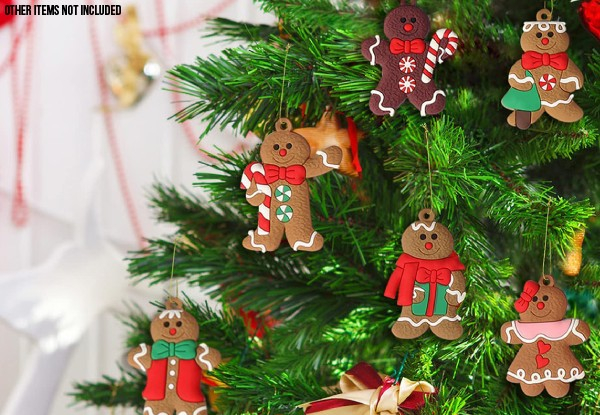 12-Pack of Gingerbread Man Christmas Tree Pendants - Two Styles Available