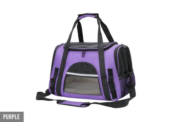 Pet Cat Travel Carrier Bag with Plush Mat & Shoulder Strap - Six Colours Available