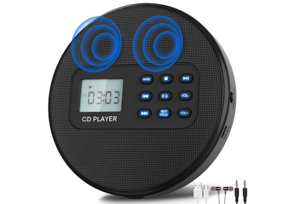 Rechargeable Portable CD Player  with Speaker, Headphones, LCD Display & Backlight