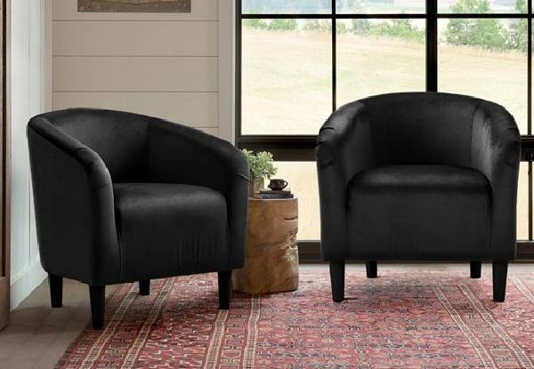 Two Black Arm Chairs - Two Fabric Options Available