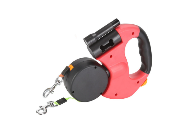Dual-Head Automatic Retractable Dog Leash - Available in Two Colours & Option for Two-Pack