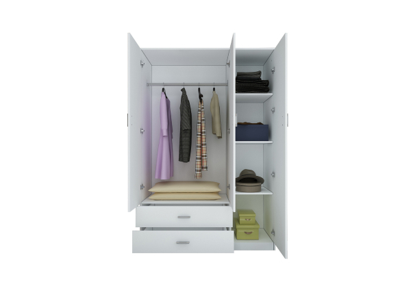 Three-Door Mirrored Wardrobe Cabinet - Two Styles Available