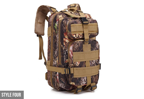 Outdoor Military Style Tactical Backpack - Eight Styles Available with Free Delivery