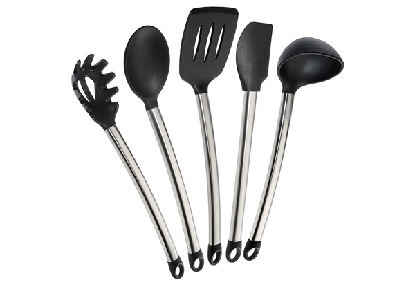 Five-Piece Stainless Steel & Silicone Kitchen Utensil Set