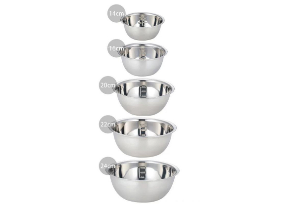 Five-Piece Stainless Steel Nesting Mixing Bowl Set - Option for Two Sets