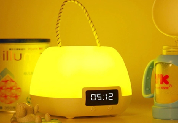 Remote Control Bedside Lamp with Clock